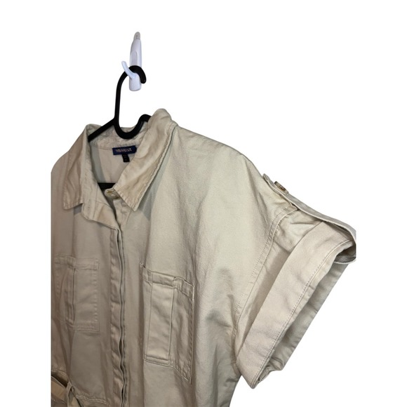 Skies Are Blue Women's Romper Jumpsuit Shorts Beige Utility Style Medium - Picture 3 of 4